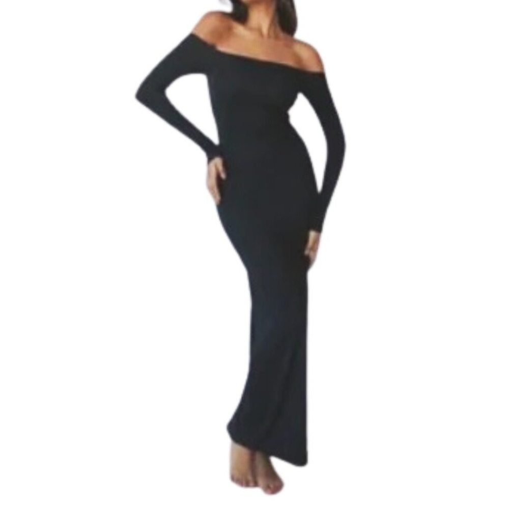 Klassy Network Plus Size  Black Long Sleeve Off-Shoulder Dress 3x